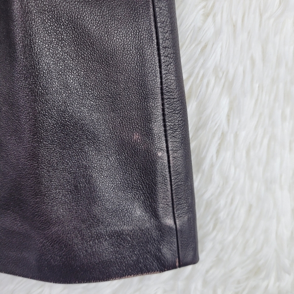 French Connection Sz 4 Brown 100% Sheep Leather Mini Wrap Skirt A-Line Supple - Picture 4 of 14